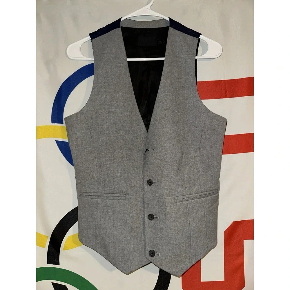 NWT Asos Suit Vest Mens 34 Chest Gray Button Up - Picture 1 of 8